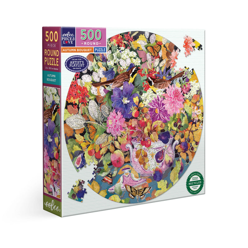 eeBoo - Autumn Bouquet 500 Piece Round Puzzle