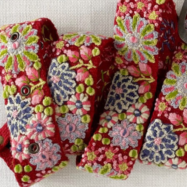 Jenny Krauss - Teaberry Embroidered Wool Belt