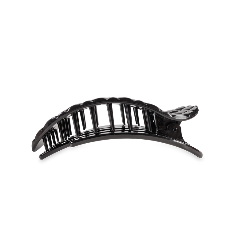 TELETIES - Flat Round Hair Clip | Medium | Jet Black Quilted