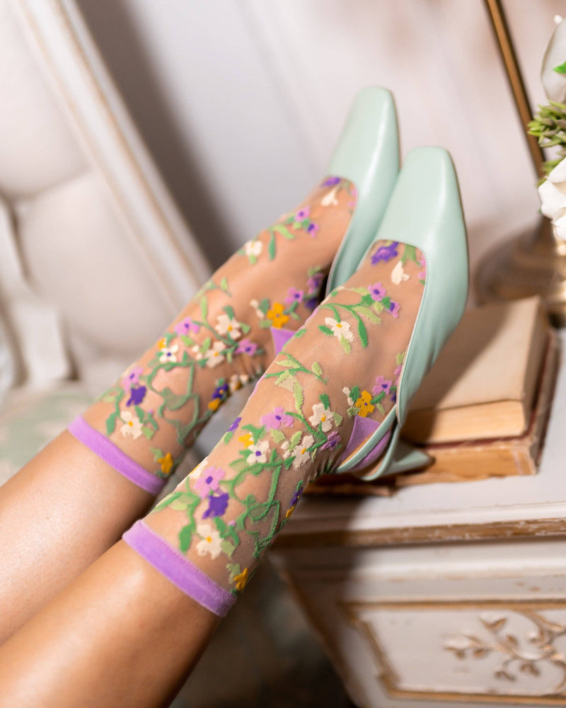 Sock Candy - Heart Floral Sheer Crew Sock