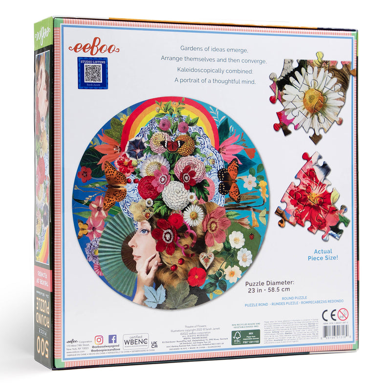 eeBoo - Theatre of Flowers 500 Piece Round Adult Jigsaw Puzzle