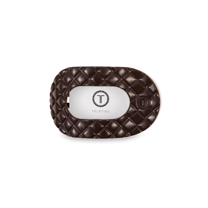 TELETIES - Flat Round Hair Clip | Small | Truly Taupe Quilted