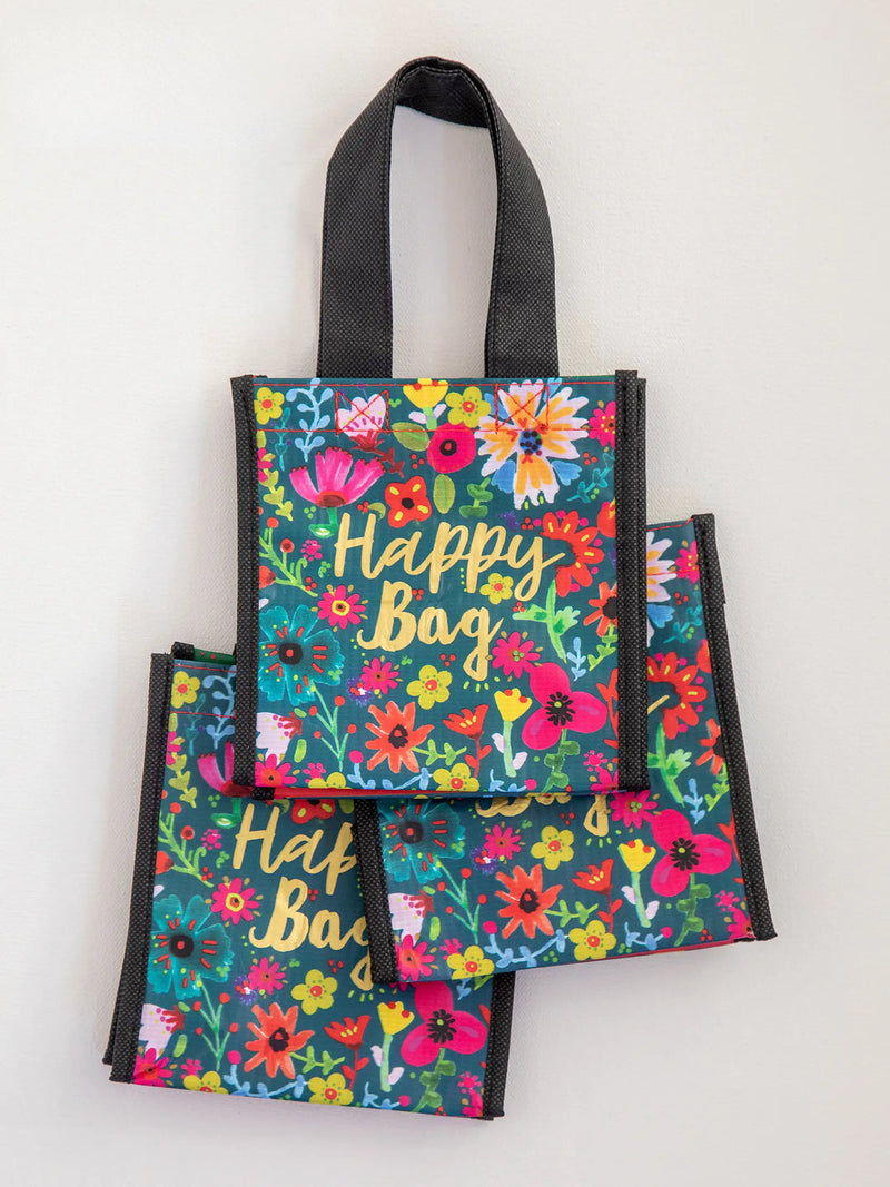 Natural Life Recycled Small Happy Bag - Happy Bag Teal Gold Floral