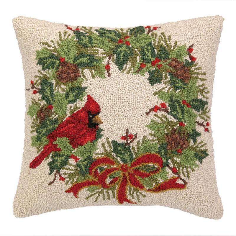 Peking Handicraft - CARDINAL WREATH HOOK PILLOW - The Pillow Shop