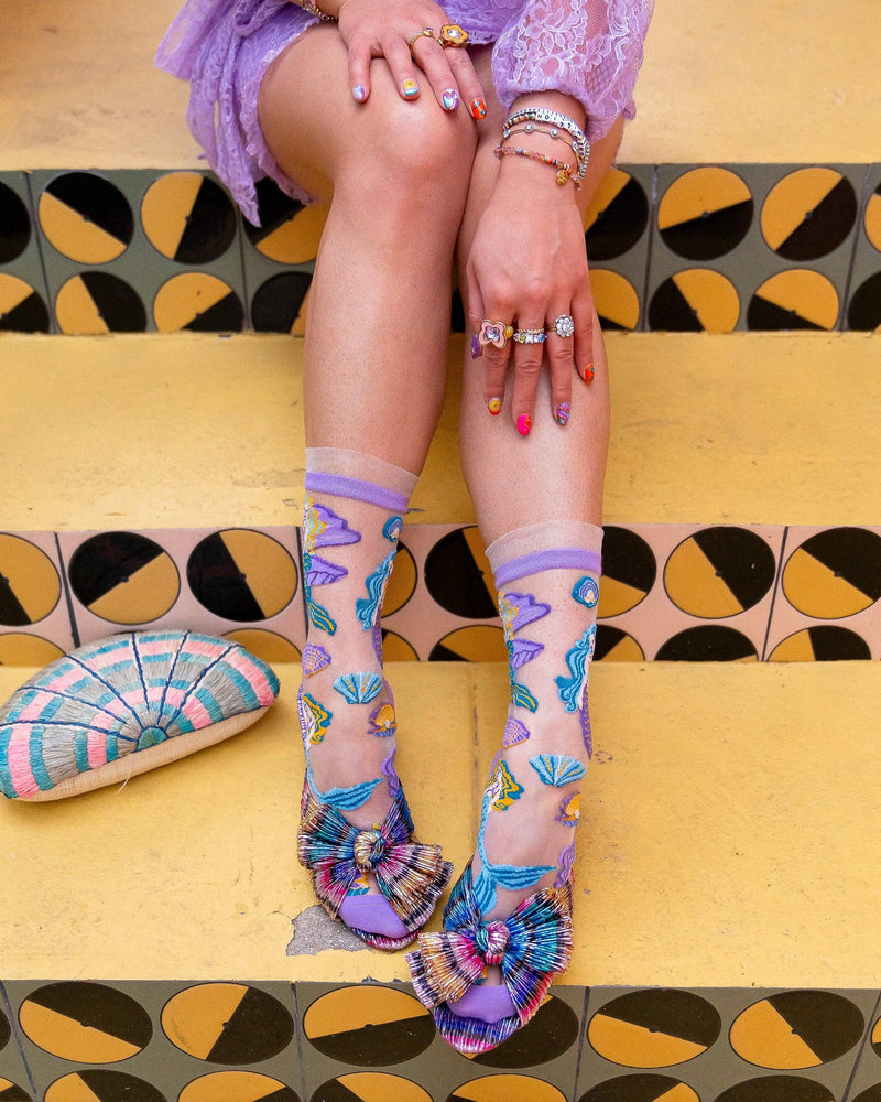 Sock Candy - Whimsical Mermaid Ruffle Sheer Crew Sock