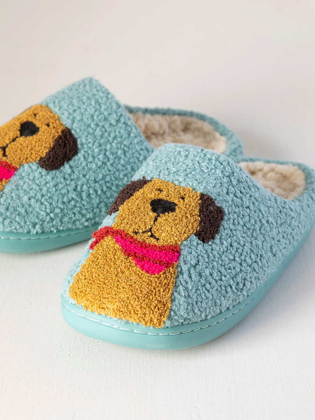 Natural Life Icon Sherpa Slippers - Turquoise Dog