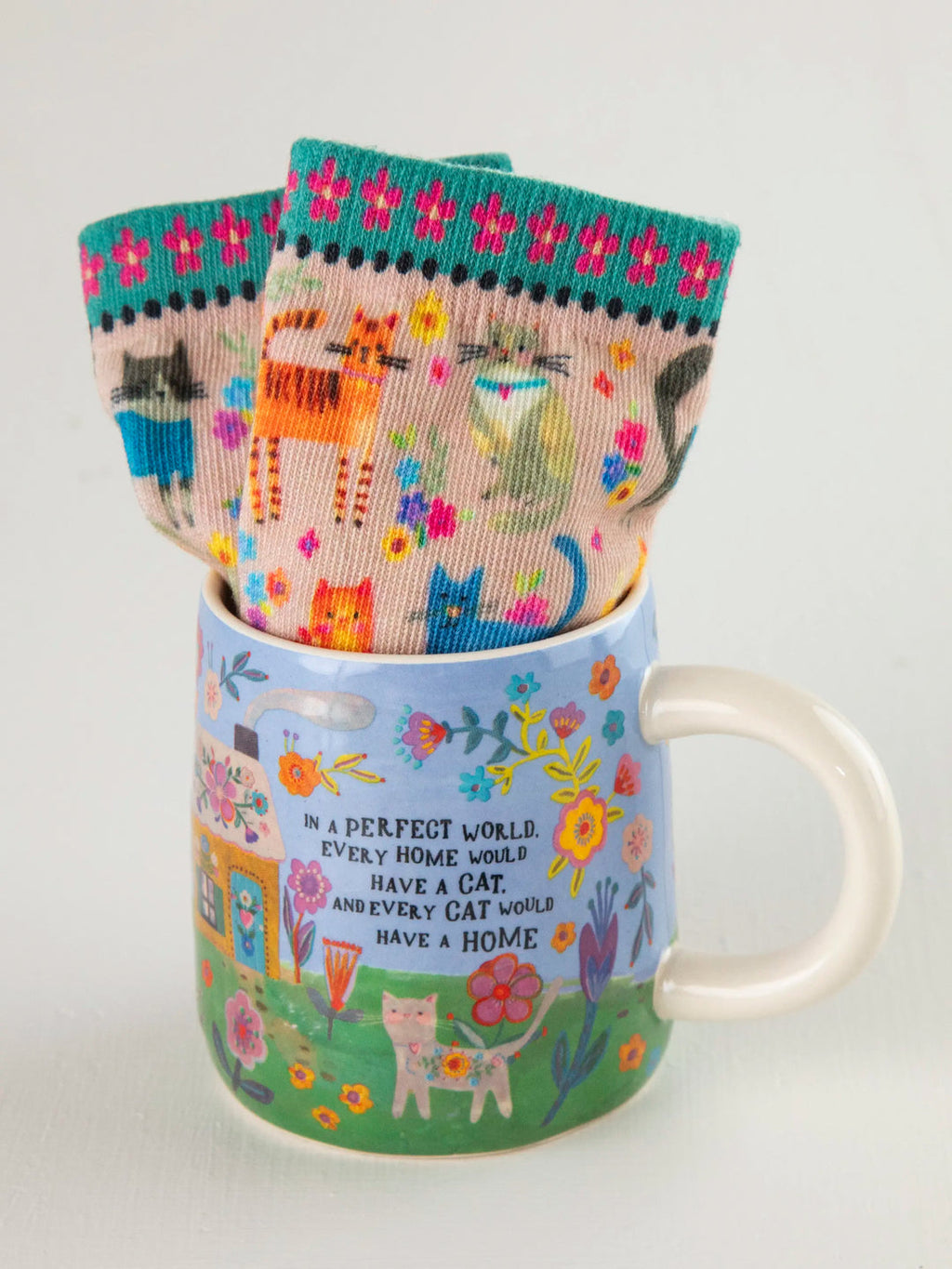 Natural Life Mug & Sock Set - Every Cat Has A Home