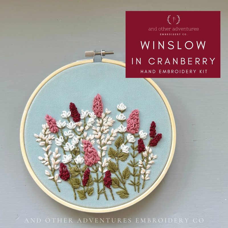 And Other Adventures Embroidery Co - Hand Embroidery Kit - Winslow in Cranberry