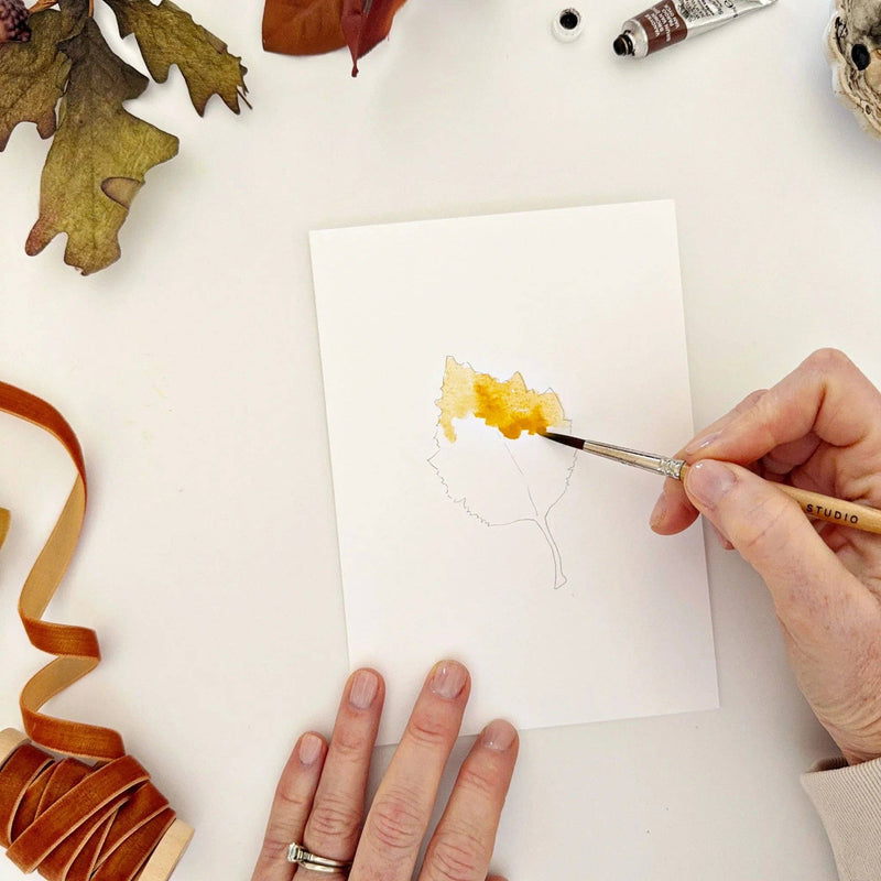 emily lex studio - Fall leaves paintable watercolor notecard set