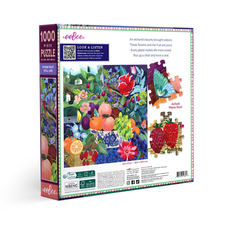 eeBoo - Stone Fruit Still Life 1000 Piece Puzzle