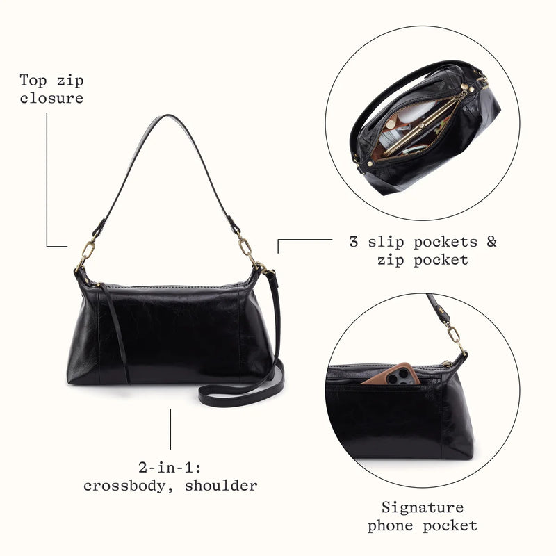 HOBO Darcy Carry-All Crossbody - Polished Leather - Black