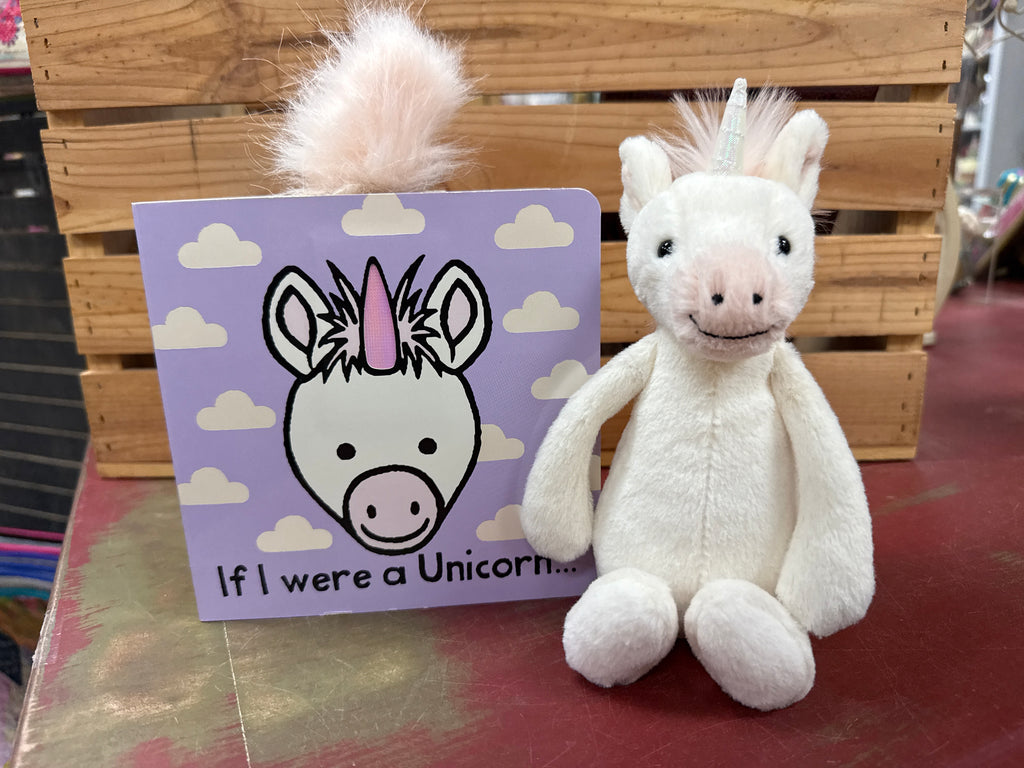 Jellycat If I Were A Unicorn Book And Small Bashful Unicorn Plush Set