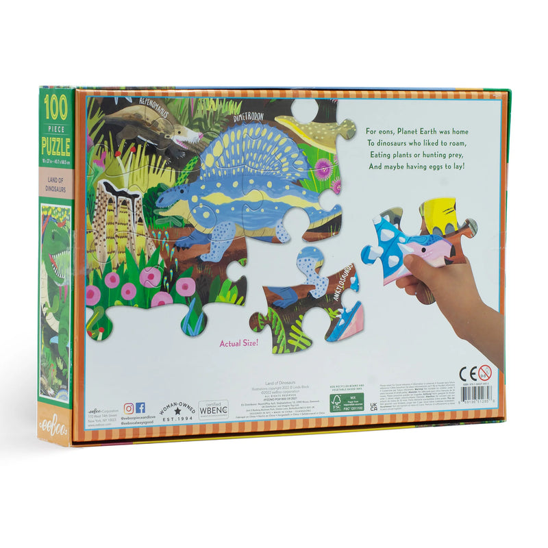 eeBoo - Land of Dinosaurs 100 Piece Puzzle