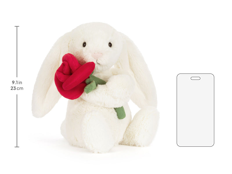 Jellycat Bashful Cream Bunny with Rose Plush
