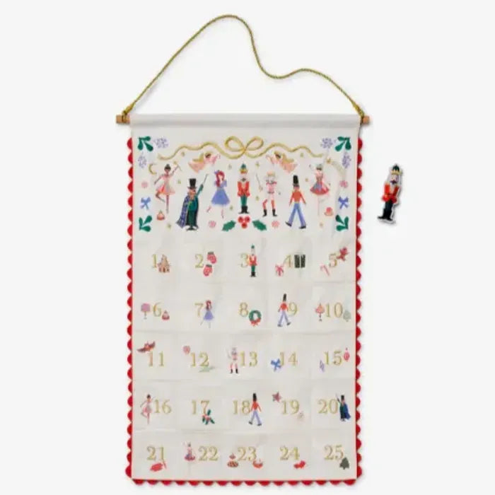 RIFLE PAPER CO. Nutcracker Embroidered Hanging Advent Calendar