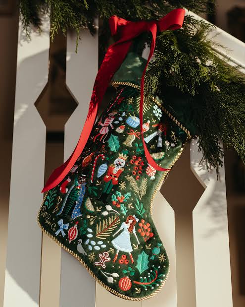 RIFLE PAPER CO. Nutcracker Embroidered Stocking