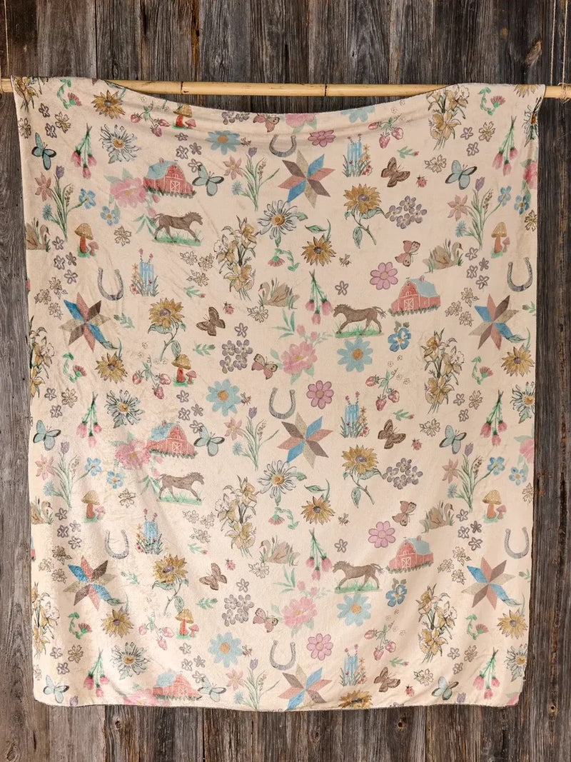 Natural Life XL Double-Sided Cozy Blanket - Farm Days