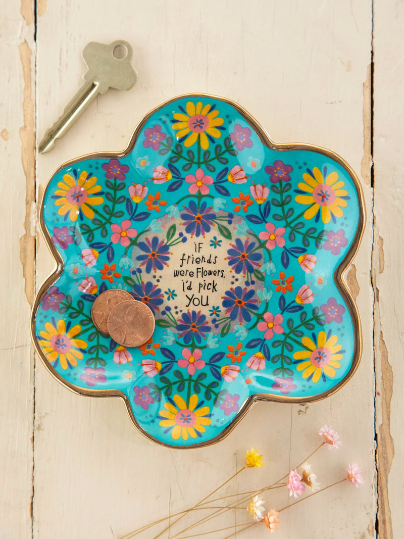 Natural Life Artsy Ceramic Trinket Dish - If Friends Were Flowers