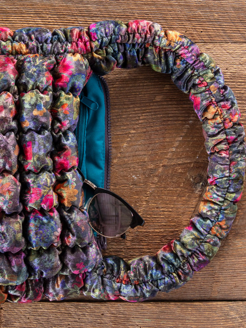 Natural Life Puffy Velvet Fit-It-All Bag - Small Dark Floral Garden