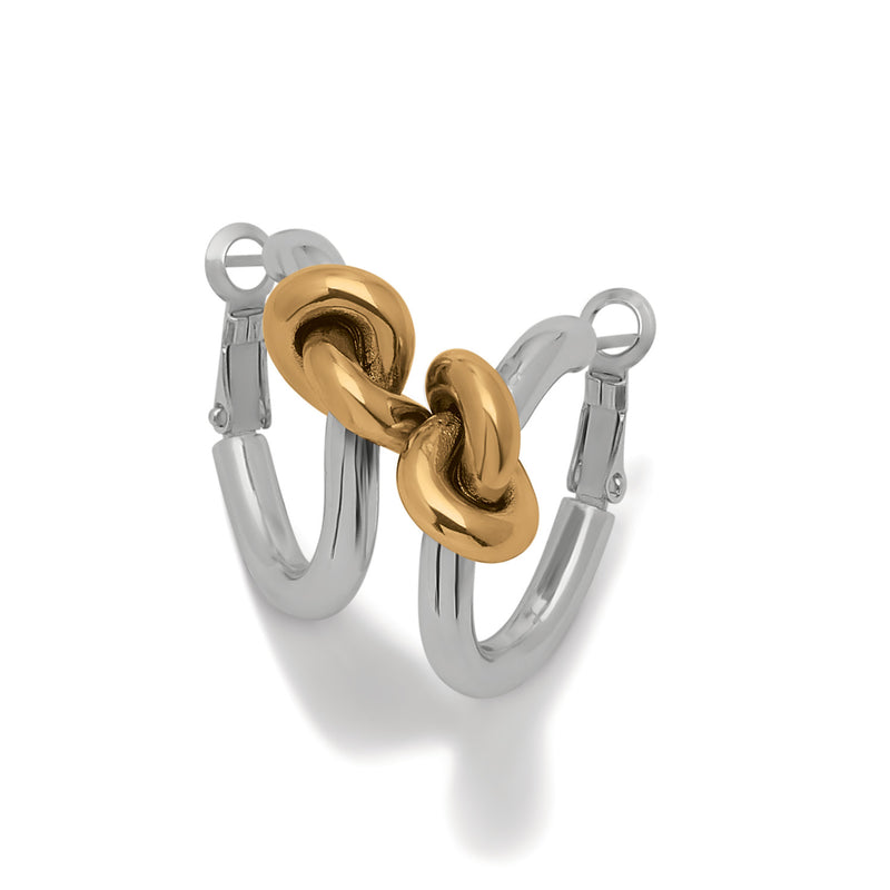 Brighton Interlok Single Knot 2-Tone Hoop Earrings