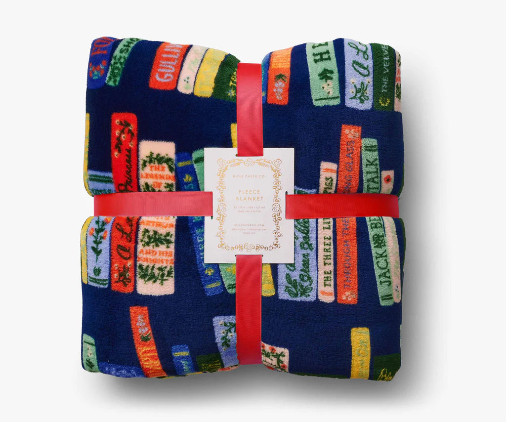 RIFLE PAPER CO. Bookshelf Fleece Blanket