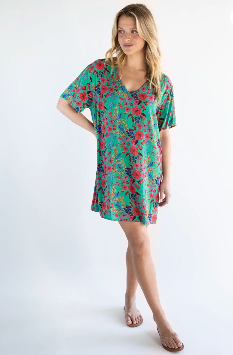Natural Life Claire Dress Green Multi Floral AnnePaige