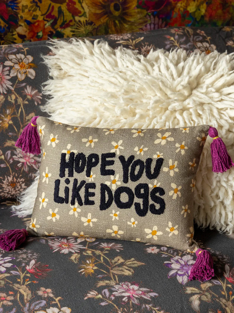 Natural Life® Boho Cotton Tassel Pillow - Hope You Like Dogs