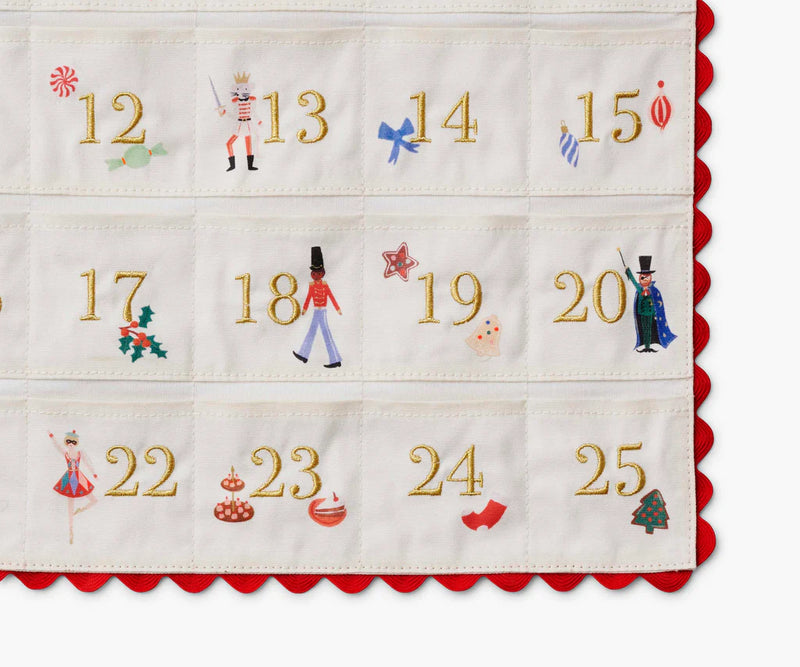 RIFLE PAPER CO. Nutcracker Embroidered Hanging Advent Calendar