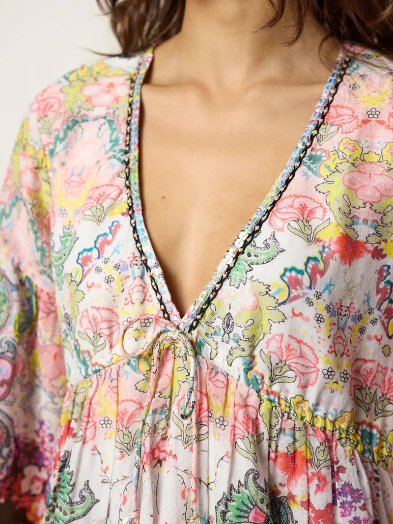 Natural Life Isabella Mini Dress - Black Multicolored Paisley