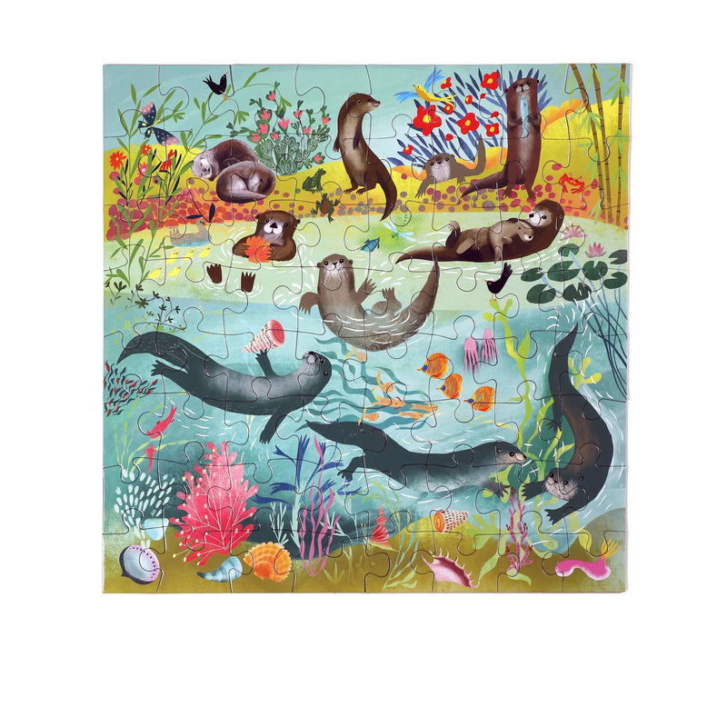 eeBoo - Otters At Play 64 Piece Puzzle