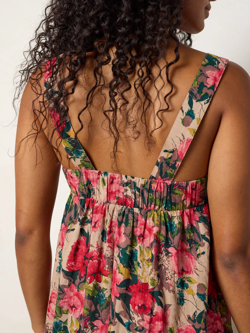 Natural Life Lennox Maxi Dress - Tan Red Roses