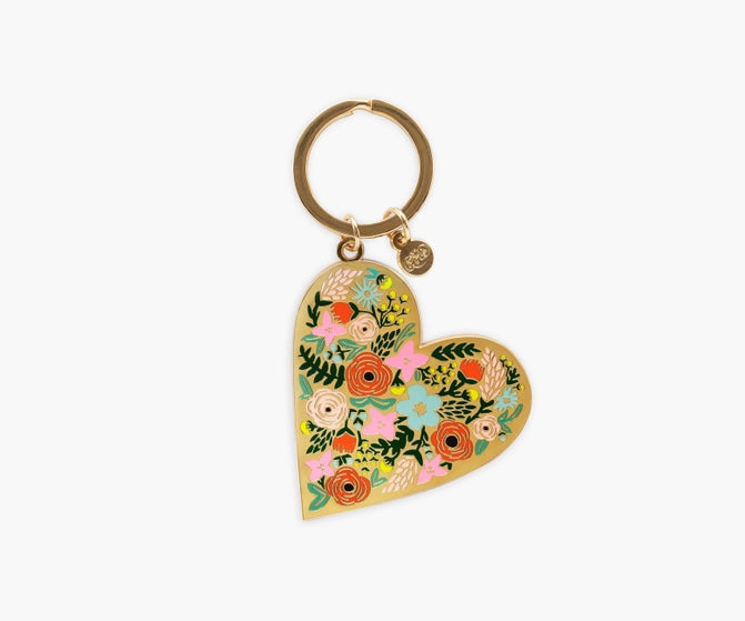 RIFLE PAPER CO. Floral Heart Enamel Keychain