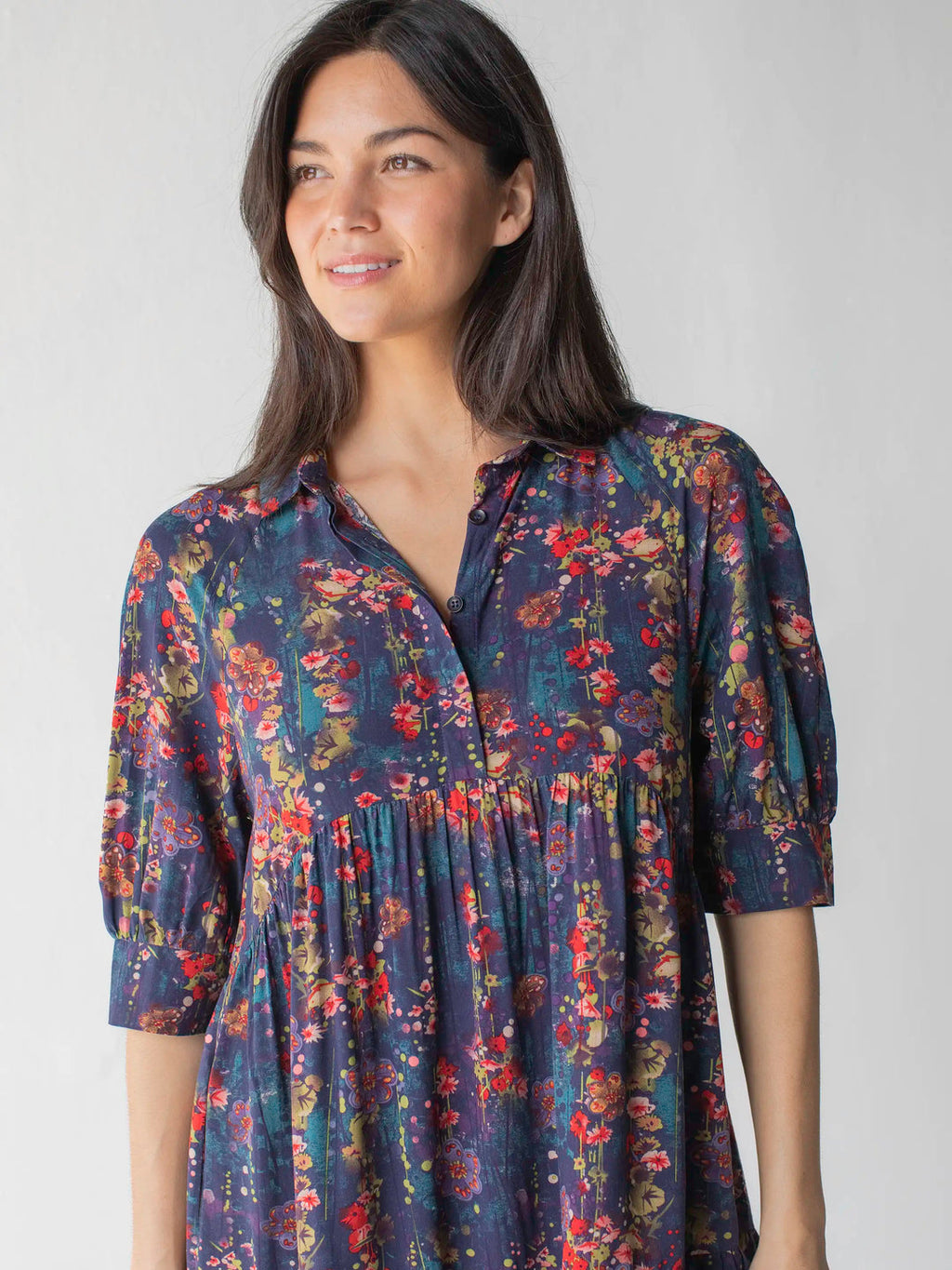 Natural Life Becca Dress - Watercolor Indigo Floral