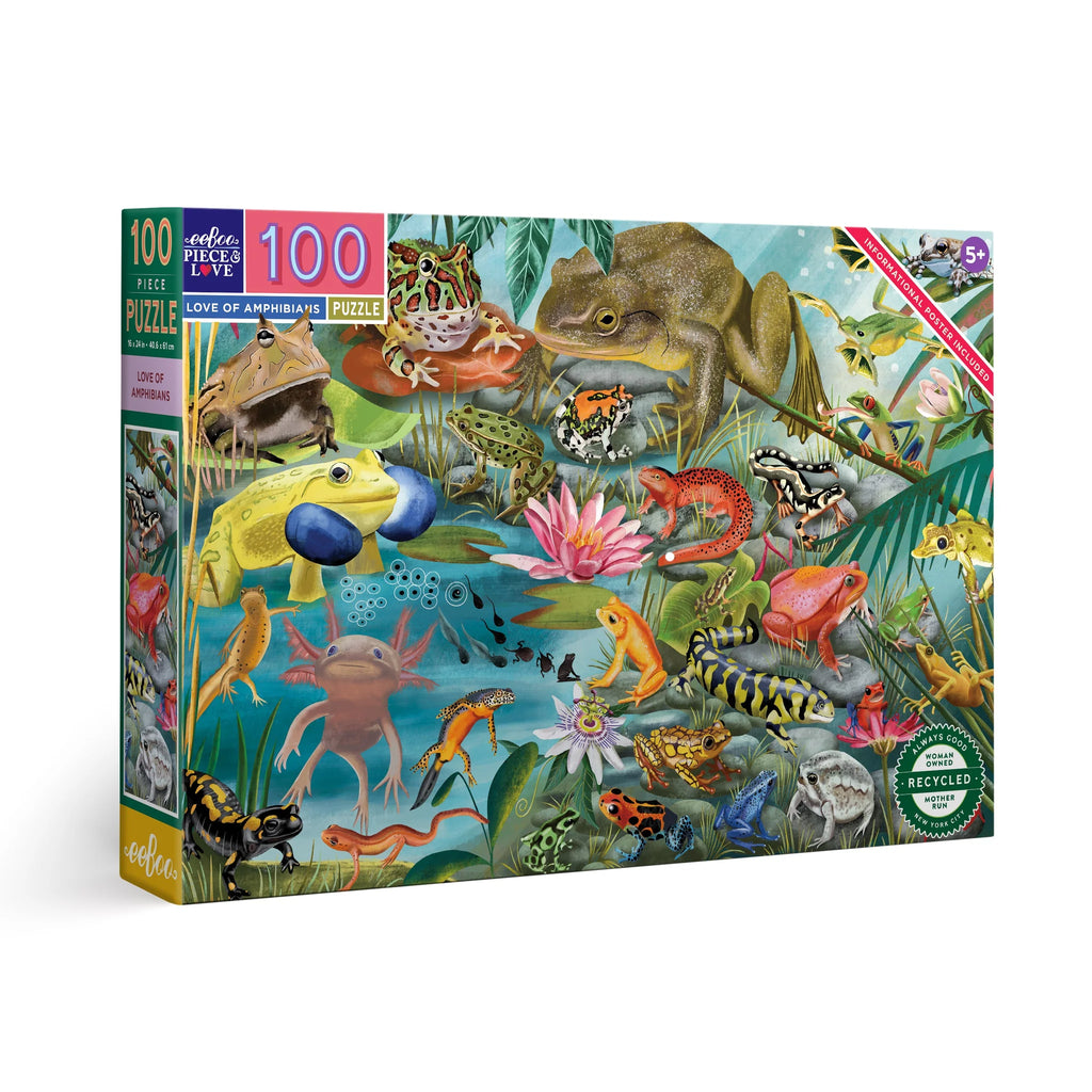 eeBoo - Love of Amphibians 100 Piece Puzzle