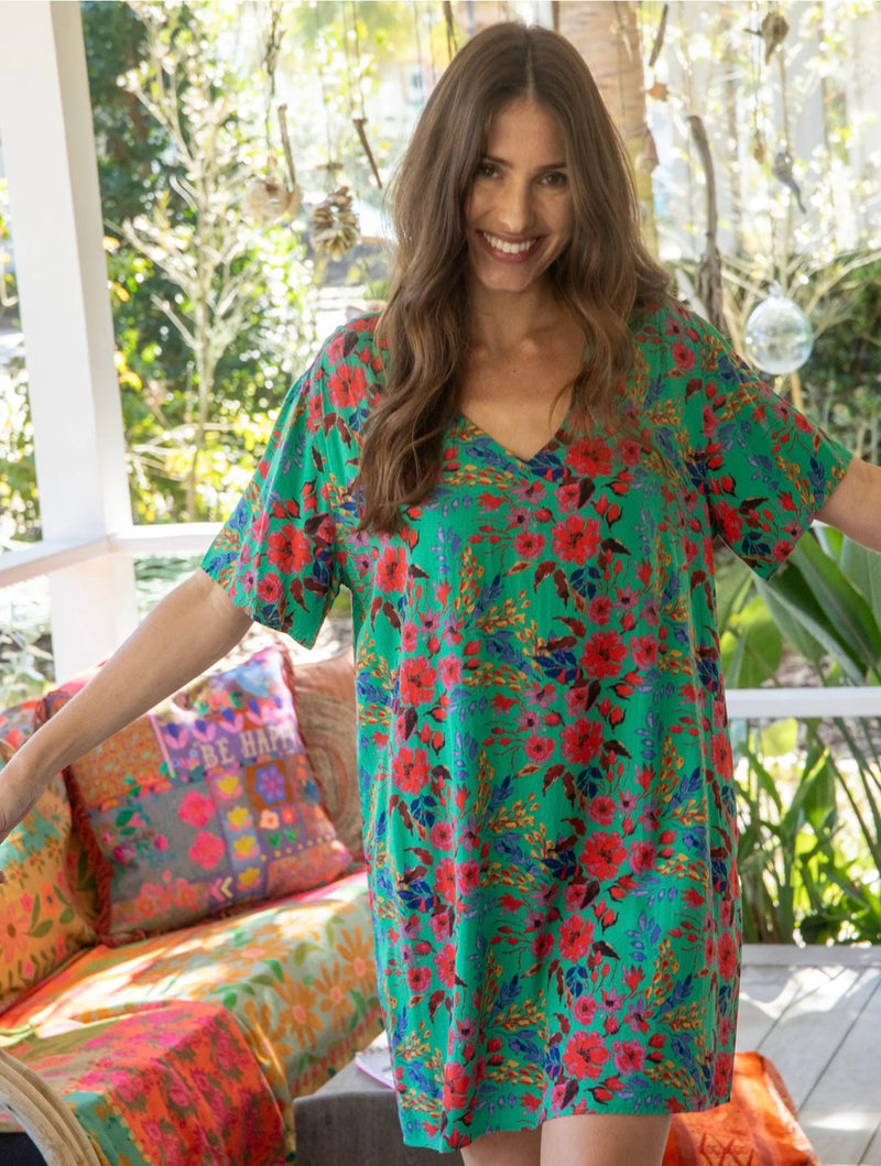 Natural Life Claire Dress Green Multi Floral AnnePaige