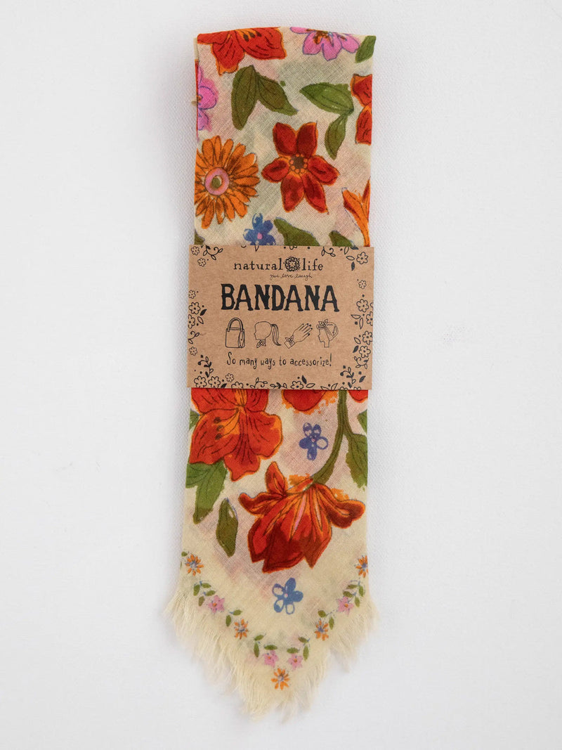 Natural Life® Printed Cotton Bandana - Cream Floral