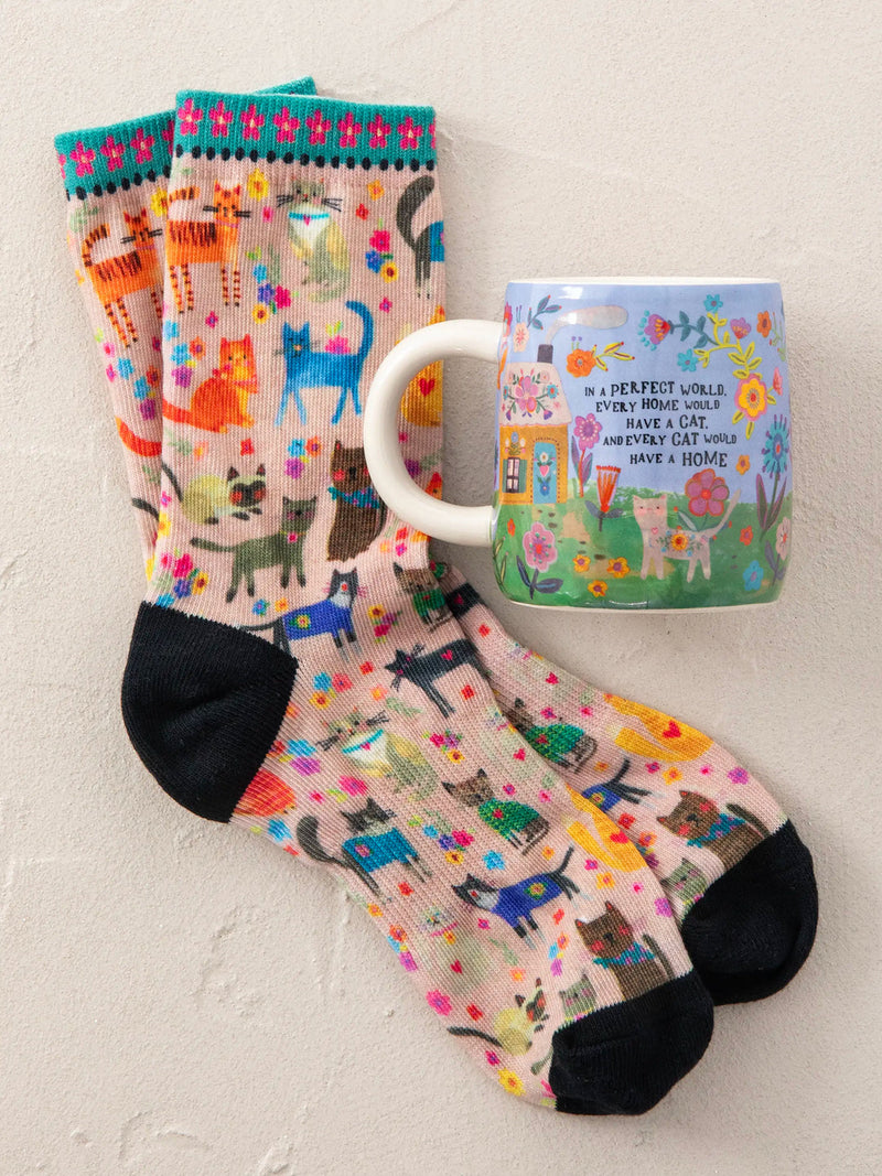 Natural Life Mug & Sock Set - Every Cat Has A Home