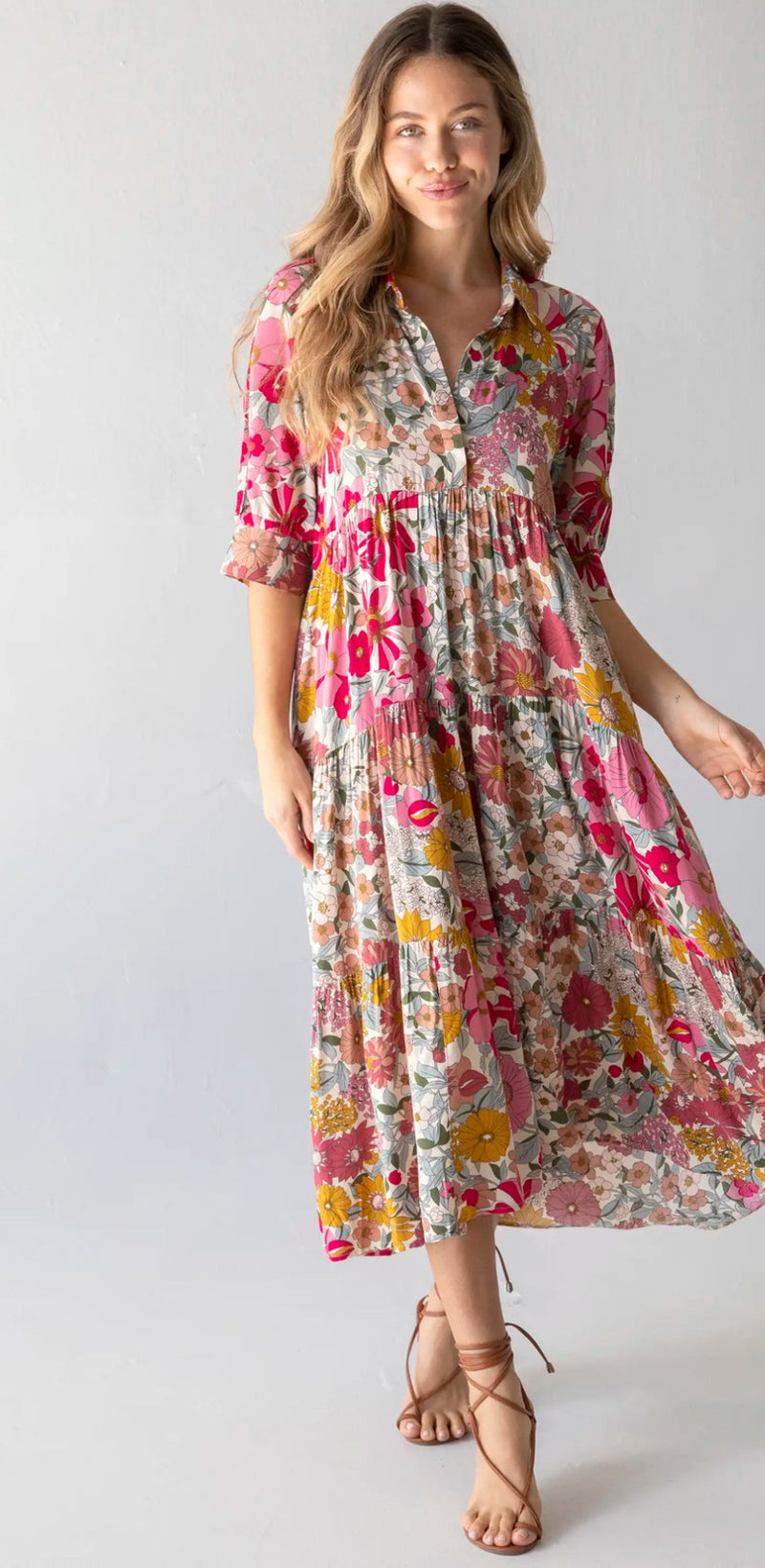 Natural Life Rebecca Midi Dress - Vintage Floral