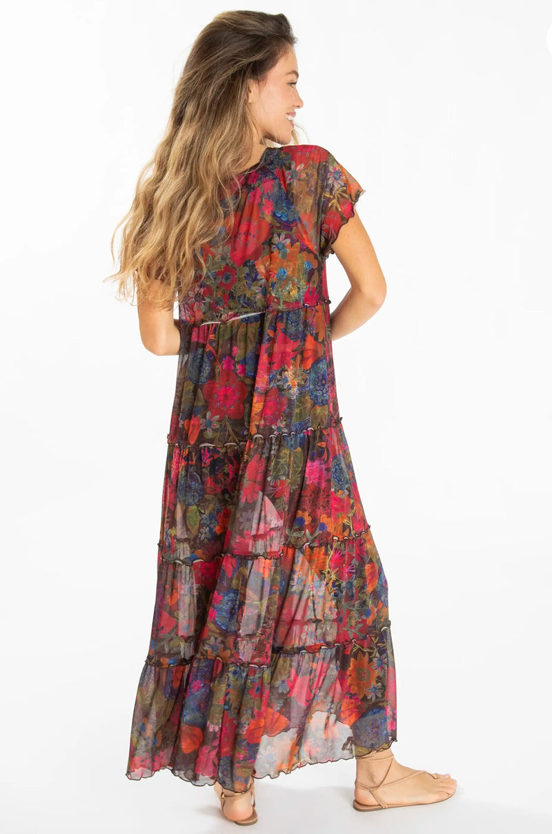 Natural Life Berkley Mesh Maxi Dress - Dark Floral Garden