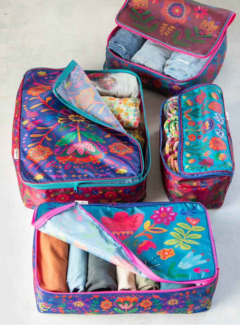 Natural Life® Travel Packing Cubes, Set of 4 - Multi Folk Flower