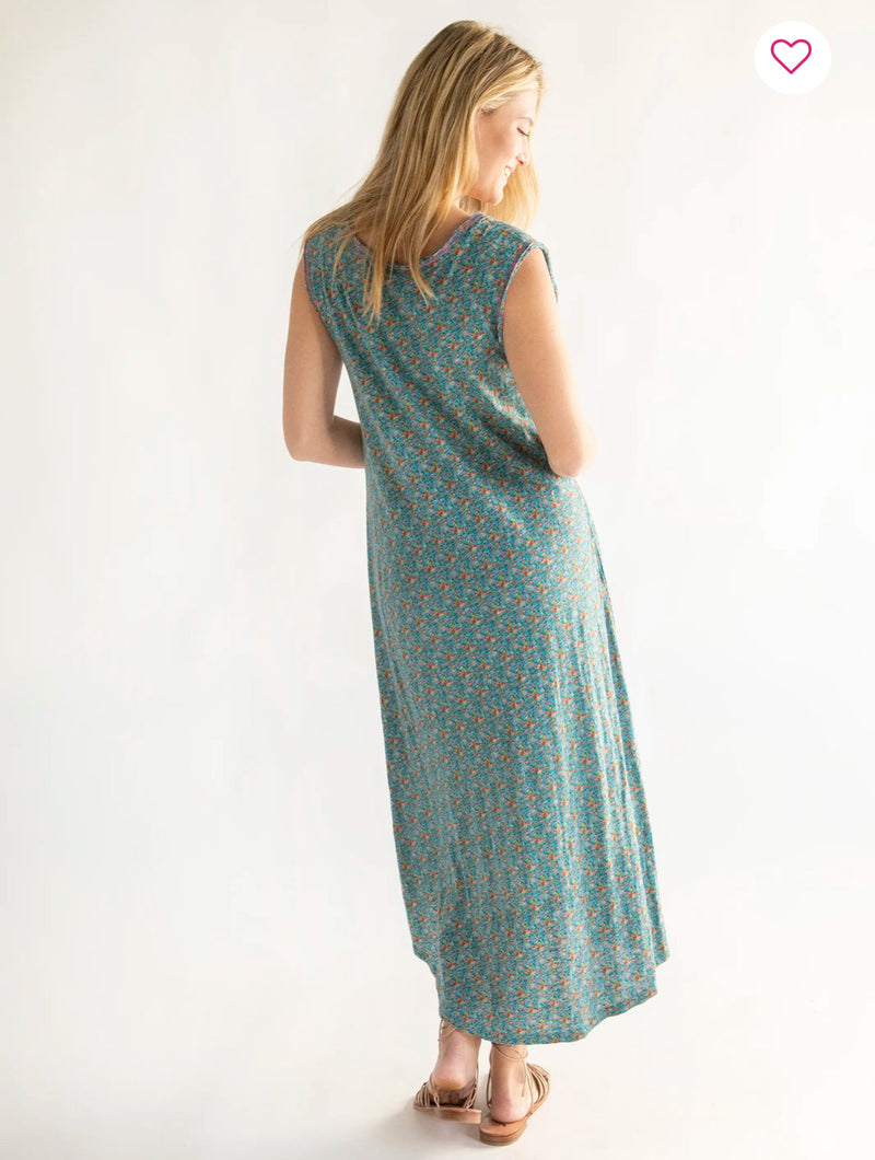 Natural Life Hangout Knit Midi Dress - Turquoise Pink Floral