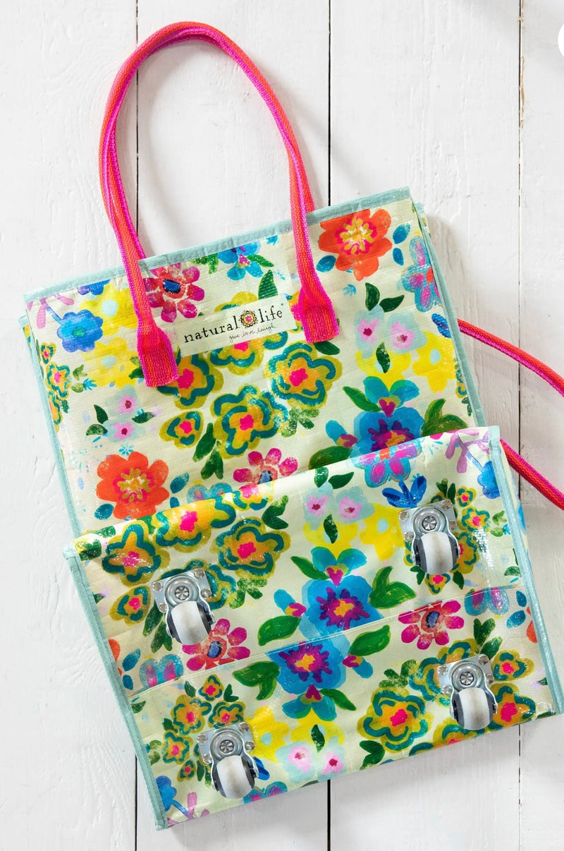 Natural Life Rolling Tote - Floral Garden