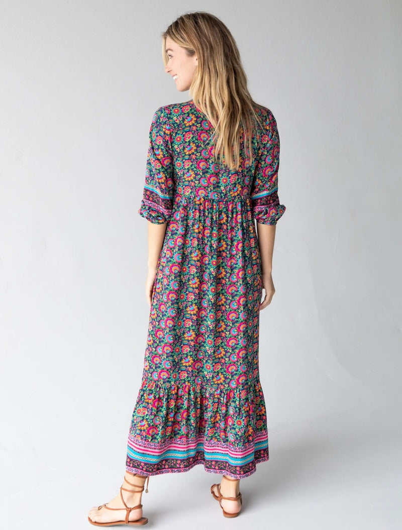 Natural Life Phoebe Maxi Dress - Black Pink Turquoise