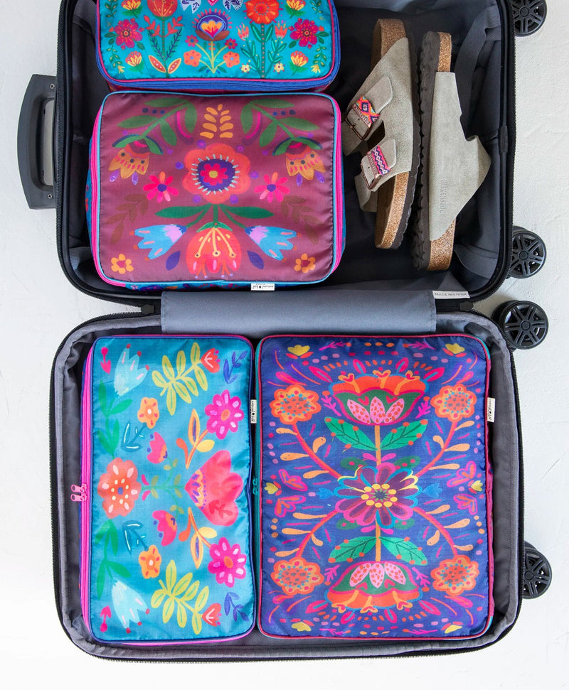 Natural Life® Travel Packing Cubes, Set of 4 - Multi Folk Flower