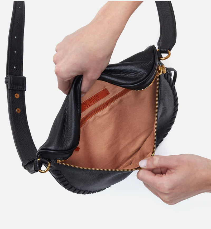 Hobo Juno Belt Bag - Black Pebbled Leather with Whipstitch