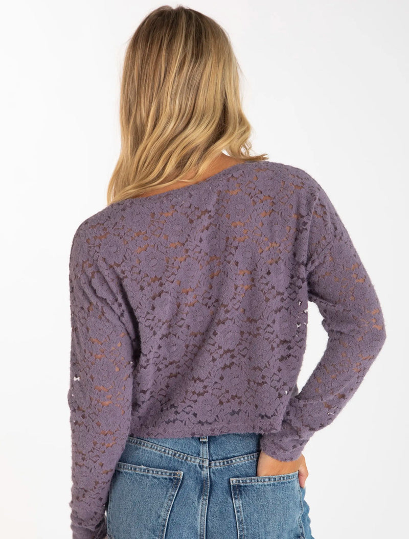 Natural Life Millie Lace Layering Sweater - Light Grape