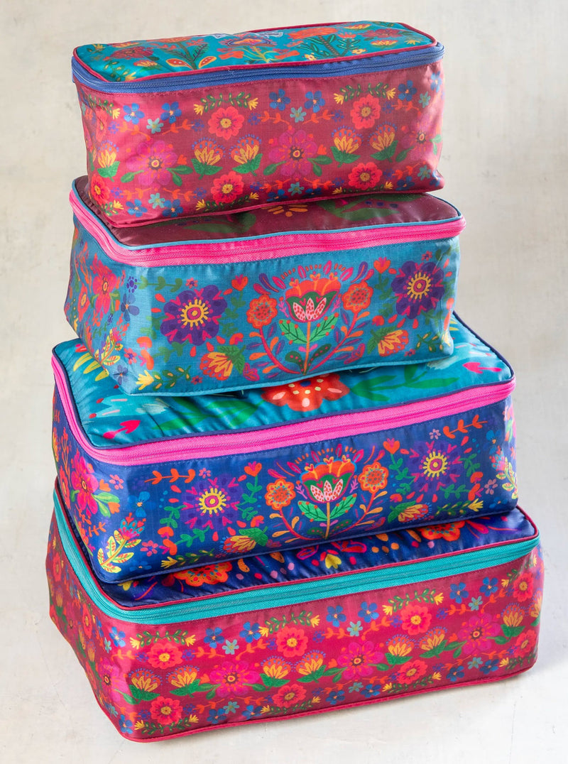 Natural Life® Travel Packing Cubes, Set of 4 - Multi Folk Flower