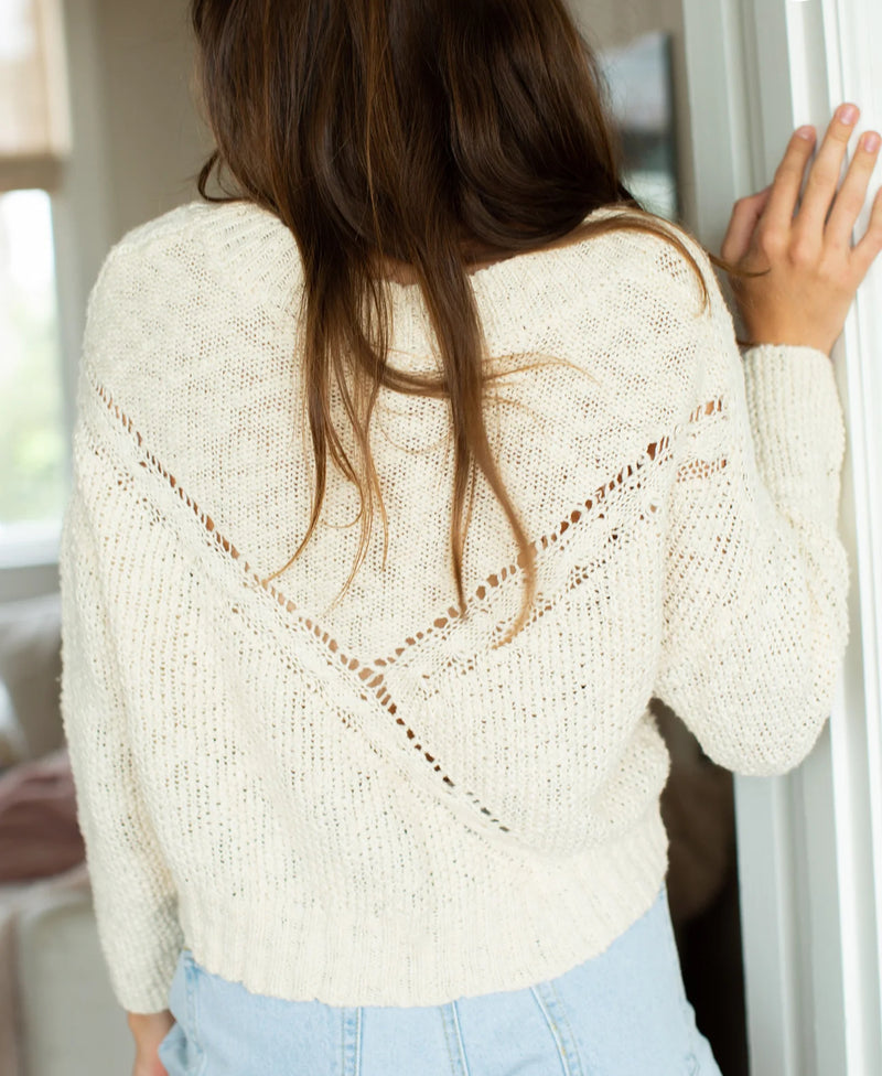 Natural Life Cotton Cable Knit Cardigan - Cream