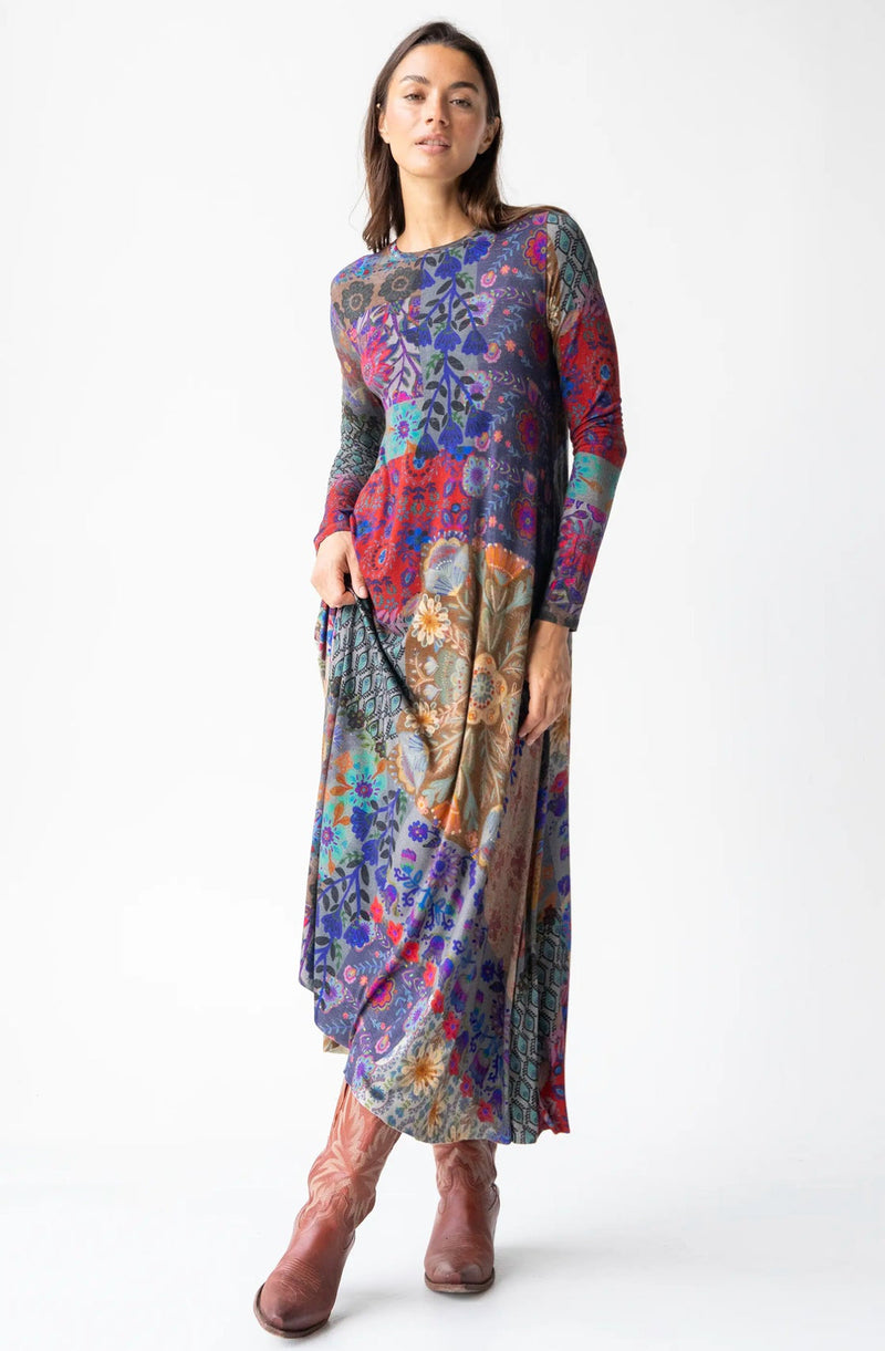 Natural Life Stevie Knit Maxi Dress - Mandala Borders Patchwork