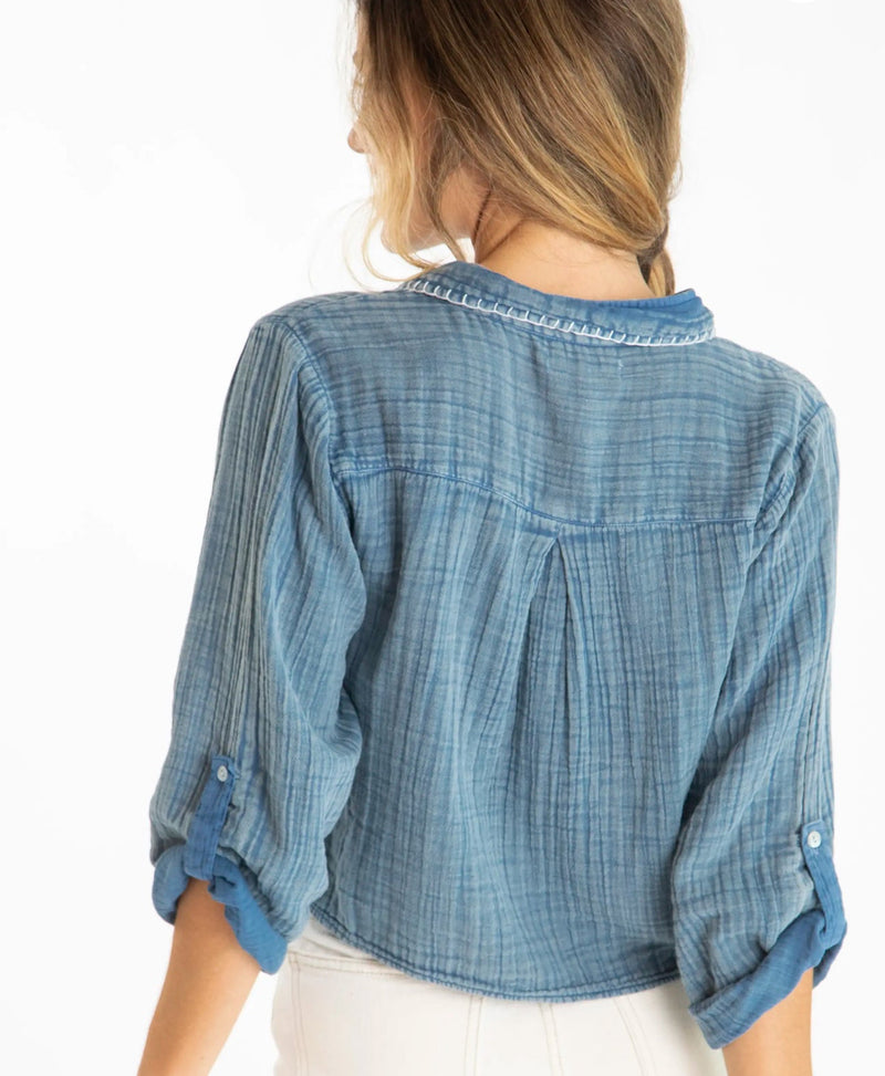 Natural Life Lola Tie Cotton Button Down - Denim